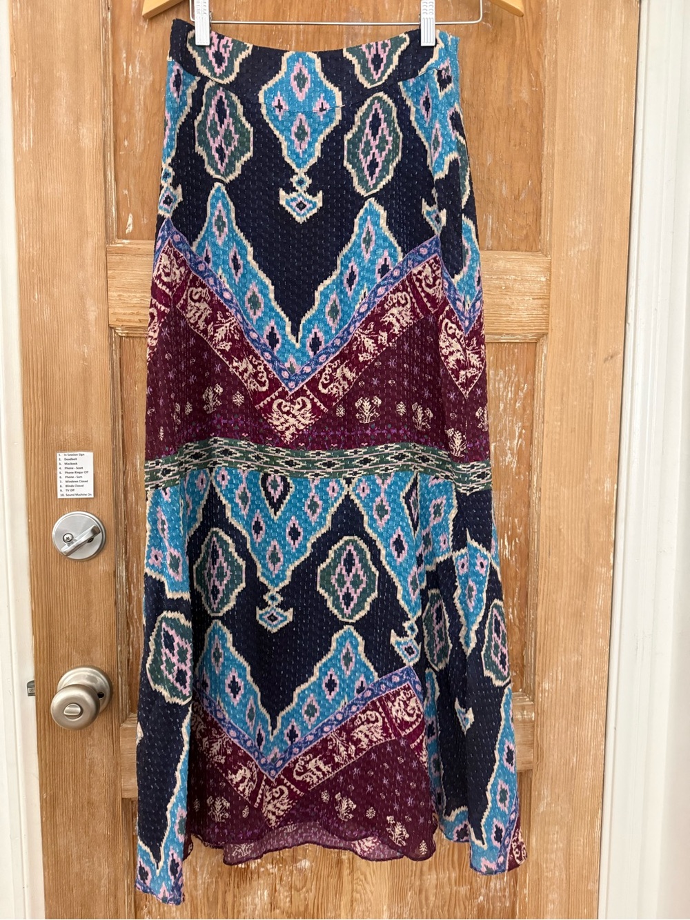 BA&SH boho Maxi Skirt in Teal, Navy & Burgundy